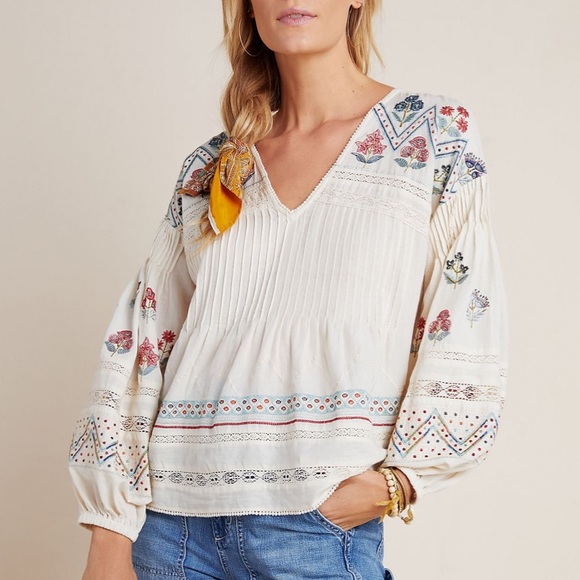 Anthropologie Kayla Embroidered Blouse - Picture 2 of 9
